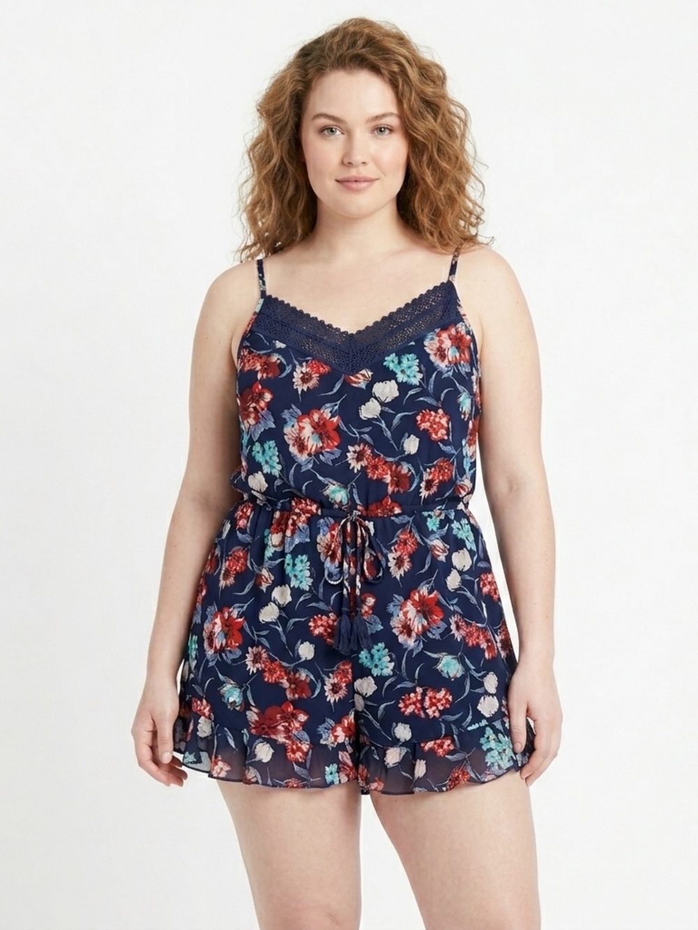 Band of Gypsies Size Medium Romper Floral Boho V-Neck Sleeveless Summer Casual